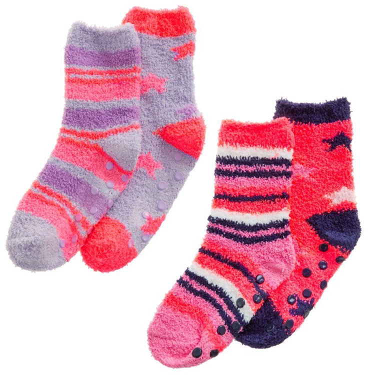 Picture of 43B814: GIRLS THERMAL 2PACK COSY SOCKS WITH GRIPPERS/NONSLIP
